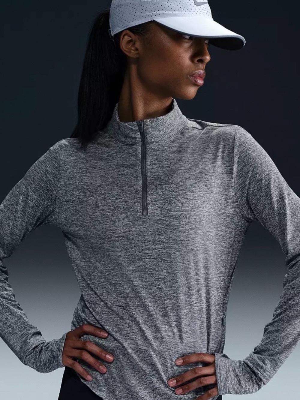 Nike Women's Heather Gray Quarter-Zip Long Sleeve